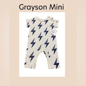 Grayson Mini Boys Lightning Bolt Romper Size 3-6 Months NWT